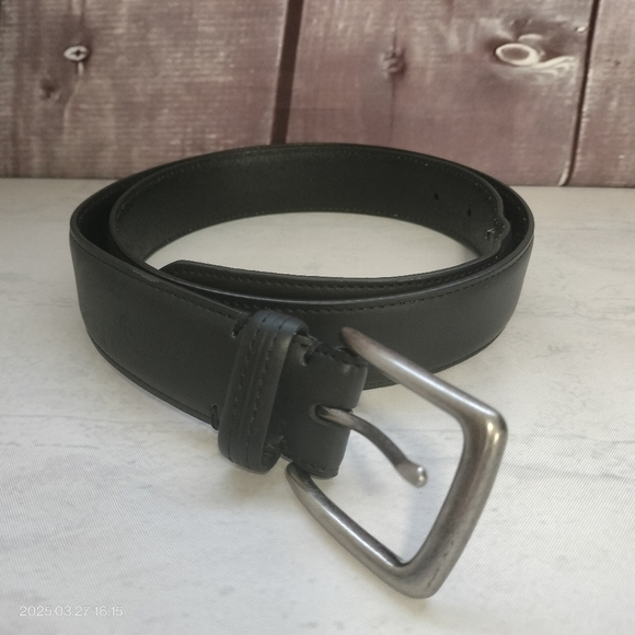 Columbia Men's Trinity Belt Black Silver Buckle Leather Lining Classic Business - Picture 2 of 11